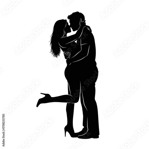 Passionate lovers embracing closely in a tender, intimate moment of connection and romance
