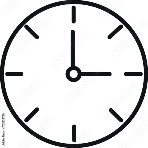 reloj simple sin números, estilo minimalista en blanco y negro.