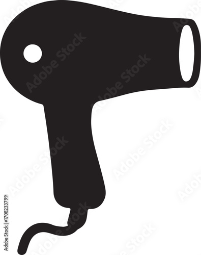 Hairdryer silhouette design, perfect for beauty, salon, hair care, and personal grooming themes.