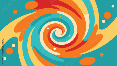 Vibrant Swirling Abstract Background with Teal Orange and Red Colors Keywords: abstract, art, background, blue, bright, circle, colorful, design, digital, element, graphic, illustration, modern