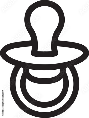 Infant pacifier outline silhouette, ideal for baby, newborn, nursery, and childcare designs.