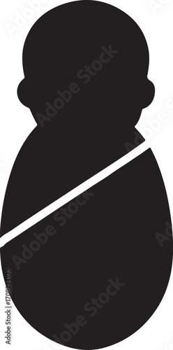 Infant wrapped in blanket silhouette, perfect for newborn, baby care, maternity, and family themes.