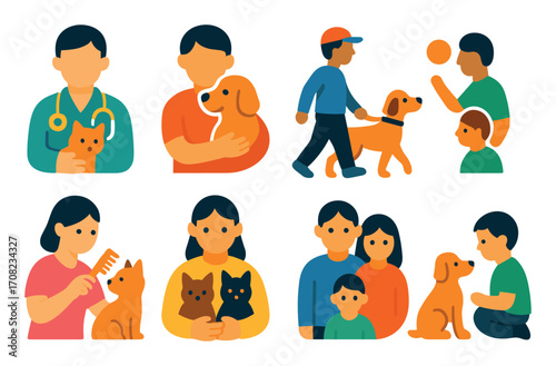 Colorful Pet Care Icons