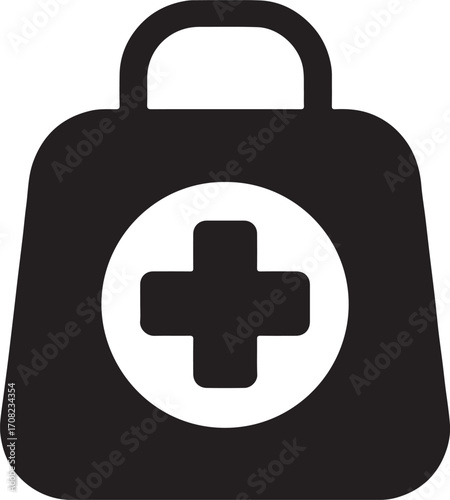 Maternity hospital bag silhouette design, ideal for pregnancy, motherhood, baby care, and healthcare use.