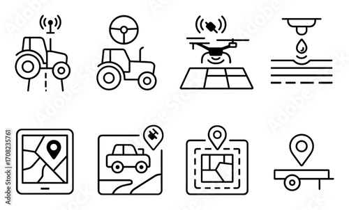 Agricultural GPS Icon Set
