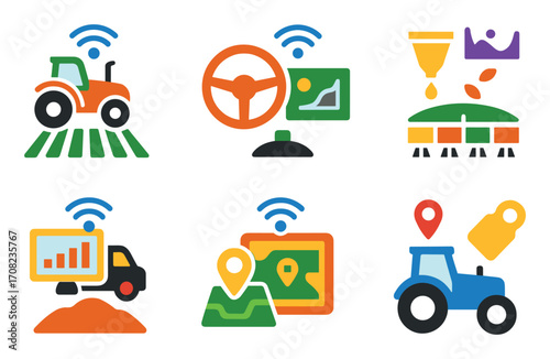 Agricultural GPS Icon Set