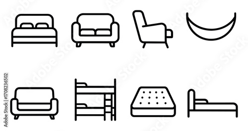 Minimalist Sleep Furniture Icons