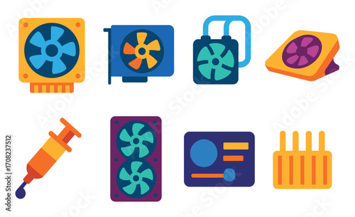 Colorful Cooling Icons Set