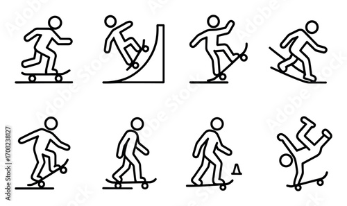 Skateboarding Icon Grid