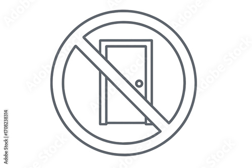 No entry line icon. Do not enter sign with door symbol. Vector illustration for restricted area or private property. Access denied, warning, and prohibition concept graphic.