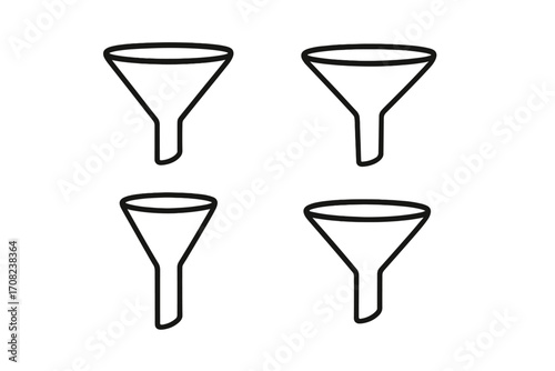 Sales funnel marketing conversion concept. Vector icon set for business infographic. Data filtering process symbol. Lead generation graphic element for website and apps.