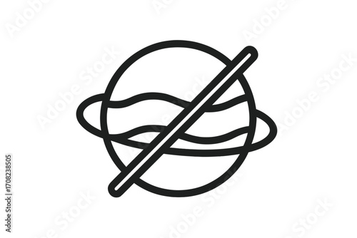 No Planet B concept. Forbidden world icon. Environmental crisis, climate change protest symbol. Banned planet sign. No entry, do not enter. Stop global warming vector illustration.