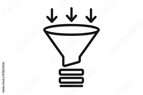 Sales funnel icon vector for business marketing. Lead generation process. Data filtering and conversion optimization concept. Infographic element. Pipeline symbol. Filter icon.