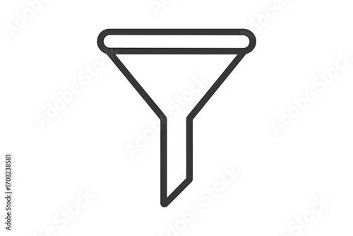 Marketing sales funnel icon for conversion rate optimization. Business lead generation, data filtering process symbol. Minimalist line pictogram for web, apps, infographic.