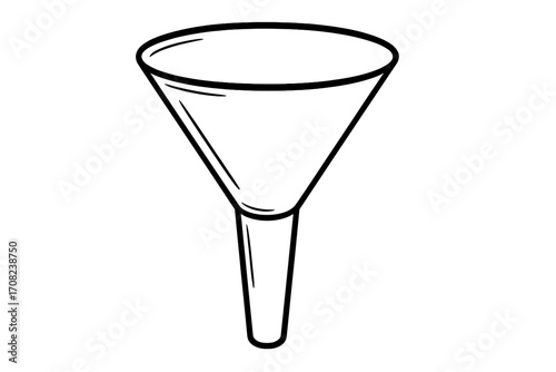 Sales funnel concept for marketing. Business conversion process infographic. Lead generation and data filtering icon. Vector outline illustration for web and apps design.