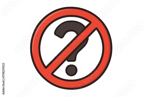 Prohibited Question Icon, No Question Symbol, Forbidden Sign, Vector Cartoon Illustration for Apps, Graphics, UI, Transparent Background, Isolated Clipart, Conceptual Design