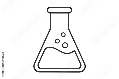 Laboratory flask outline vector illustration, chemical science glassware icon, laboratory equipment design for medical, research, chemistry, education, science apps and adverts