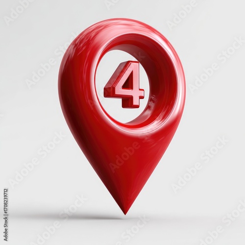 Red 3D map marker with number 4 Free Download Red 3D map marker with number 4 - GFXLoad