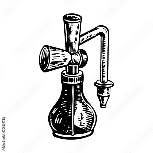 A vintage style illustration showing burette