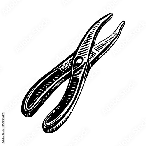 A vintage style illustration showing forceps