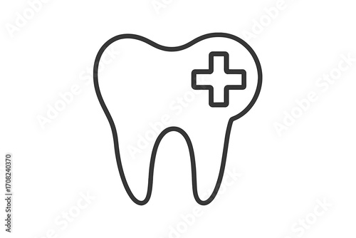 Medical cross tooth icon thin line vector, dental care symbol, health and medicine, oral hygiene, dental clinic, teeth repair, healthcare sign for websites, apps, cards, illustration