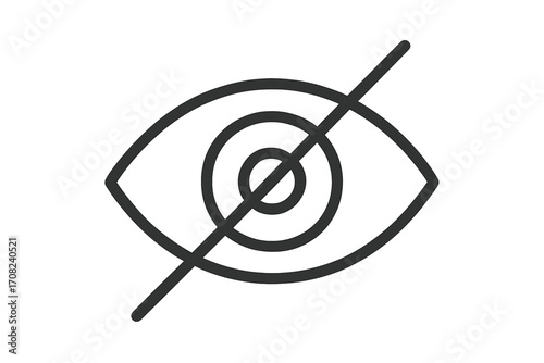 Observation Prohibited Symbol Outline, No Viewing Eye Icon, Privacy and Security Concept, Vector Linear Design for Apps, Websites, Ads, and Cards, Transparent Background