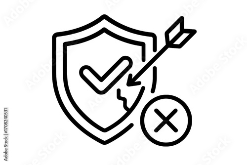 People under umbrella icon, outline vector illustration for graphic design, apps, adverts, cards, protection concept, shelter symbol, weather safety, transparent background, ordered set 3