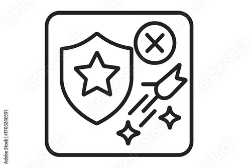 People under umbrella protection outline icon, safety shield symbol vector illustration, secure group concept, weather protection, insurance and care, transparent background