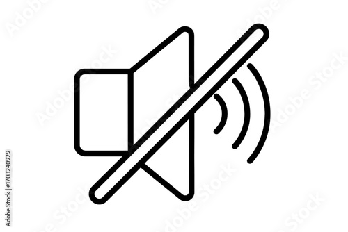 Muted speaker icon with no sound symbol, audio off, volume muted sign, sound disabled concept, silence notification, no audio alert, multimedia interface symbol, vector illustration