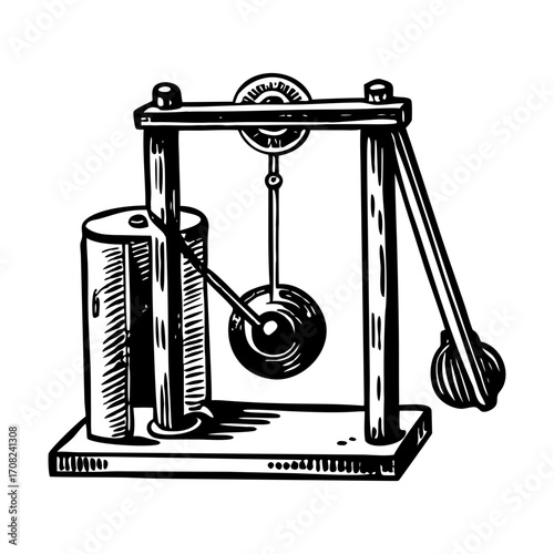 A glyph style illustration depicting pulley setup