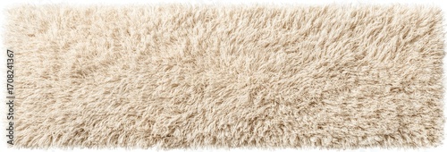 Beige shaggy rug with long, uneven fibers