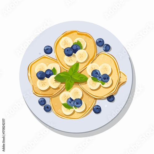 Crepes mit Blaubeeren und Banane