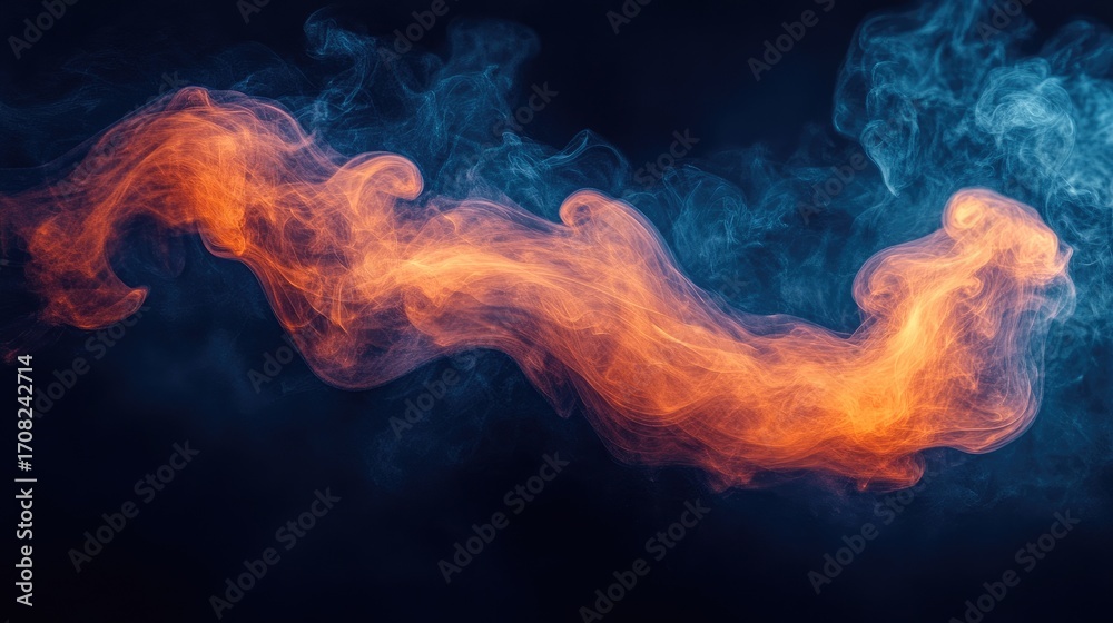 Obraz premium Abstract swirling smoke patterns on black background