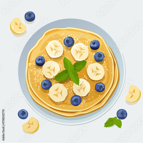 Crepes mit Blaubeeren und Banane