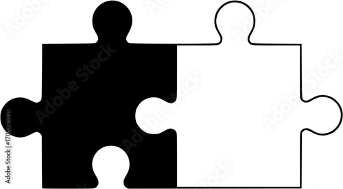 Square four pieces of jigsaw puzzle or teamwork concept flat vector icon for apps and websites
