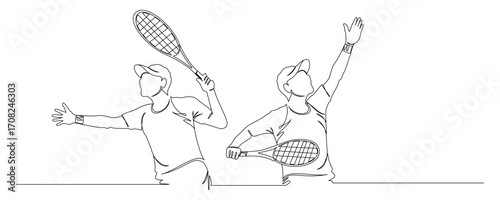 Continuous line drawing of male tennis player concept. for sport match Tennis ball Vector illustration 5