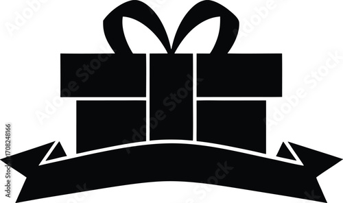 Present with ribbon vector icon.