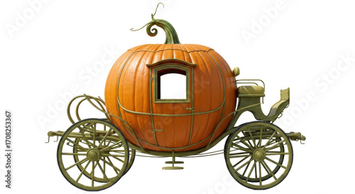 Isolated Pumpkin Carriage, a magical ride with fairytale charm for storybook adventures