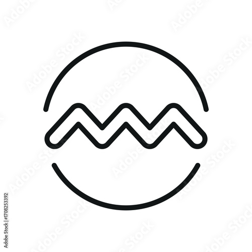 Aquarius icon in line style for horoscope, star, and cosmic design.
