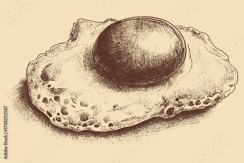 Fried egg illustration in a vintage style. This vector illustration can be used in any size you like for advertising, logos, and other work.