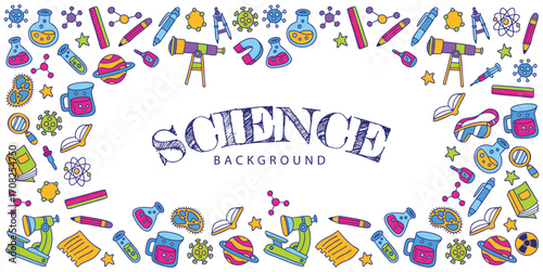 Hand drawn science element doodle vector background