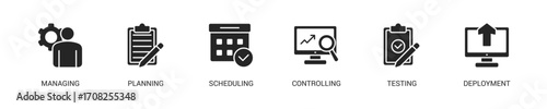 Release Management Glyph Icon Set. Vector Illustration Concept With Some Icons. Designed In Glyph Style