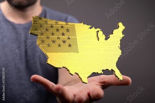USA map, gold, growth, succ...