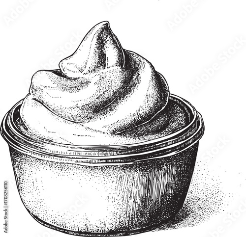 Mayonnaise illustration on a white background. This vector illustration can be used in any size you like for advertising, logos, and other work.