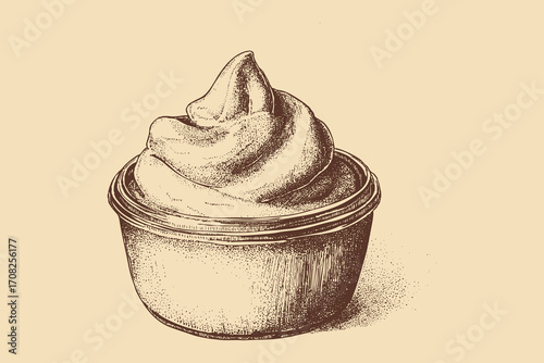 Mayonnaise illustration in a vintage style. This vector illustration can be used in any size you like for advertising, logos, and other work.