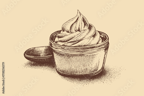 Mayonnaise illustration in a vintage style. This vector illustration can be used in any size you like for advertising, logos, and other work.