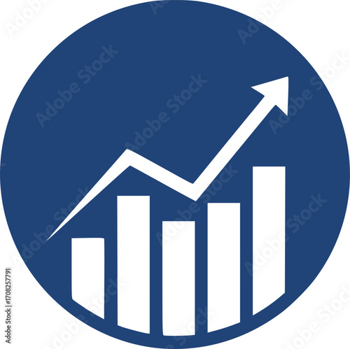 Growth chart circle logo business finance bar graph icon upward trend vector