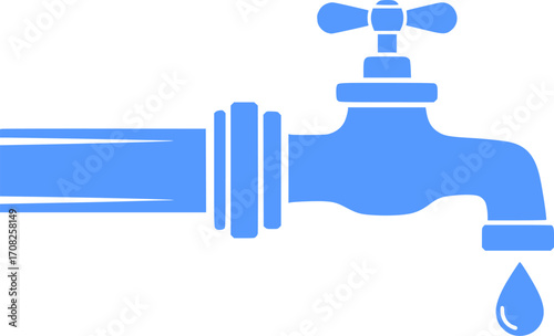 Plumbing pipe and faucet vector illustration water supply dripping tap plumbing icon home repair graphic
