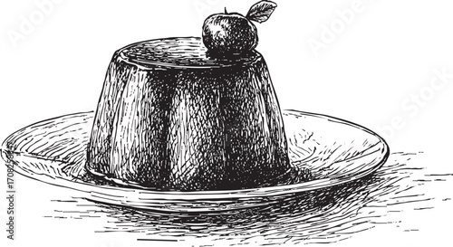 Pudding illustration on a white background. This vector illustration can be used in any size you like for advertising, logos, and other work.