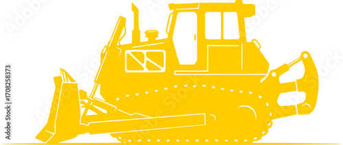 Yellow bulldozer vector illustration construction vehicle earthmover heavy machinery industrial equipment